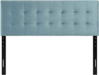 Modway Lily Queen Biscuit Tufted Performance Velvet Headboard, Light Blue