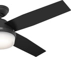Hunter Fan Company, 52388, 52 inch Dempsey Matte Black Ceiling Fan with LED Light Kit and Handheld Remote