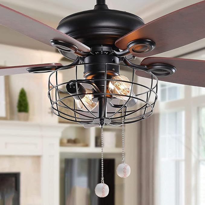 Ceiling Fan Pull Chain 12 inch Pull Chain Extension Fan Chain Extender Ceiling Fan Pulls Ornament with Ball Fan Chain Connector for Lighting Fans, 2 PACK (BASEBALL)