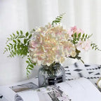 WEISPARK 100PCS Artificial Hydrangea Flowers, Fake Flowers Silk Hydrangea Full Flowers Heads with Stems for Wedding Home Party Shop Baby Shower Decor (Pink Beige)