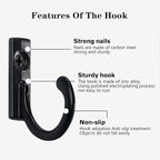 Coat Hooks-120 Pack Farmhouse Hooks with 120Pcs Metal Screws, Black Decorative Rustic Coat Hooks Rack, Wall Mounted Single Prong Robe Hook, Vintage Organizer Hanging Wire Hook Key Hooks