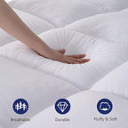 Marine Moon Extra Thick Cooling Plush Pillow Top Mattress Bed Topper, Fluffy Soft Mattress Pad, Hotel Quality Down Alternative Pillow Topper for Full Size Bed with Deep Pocket