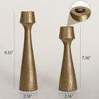 Iron Taper Candle Holder - Set of 2 Decorative Candle Stand, Metal Decorative Candlestick Holder for Wedding, Dining Table, Party Decoration (Gold)