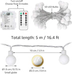 Lighting EVER Globe String Lights Battery Operated, 16.4ft 50 LED Small Ball Decorative Fairy Light with Remote and Timer, Hanging for Bedroom, Teen Room, Dorm, Teepee, Balcony, Camping Tent