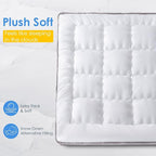 QUEEN ROSE Mattress Topper King, Extra Thick Mattress Pad Cover for Back Pain, Cooling Pillow Top Mattress Bed Topper, Soft Comfort for Firm Mattress, Overfilled Down Alternative, King Size, White