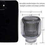 Woho Grey Votive Candle Holders for Table Centerpiece Set of 2, Glass Votive Candle Holder for Home Decor, Tealight Candle Holder Bulk for Birthday