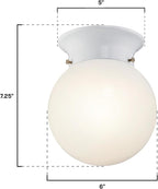 6107000 5-13/16-Inch LED Indoor Flush Mount Ceiling Fixture, White Finish with White Opal Glass Globe