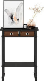 Furinno Turn-N-Tube Tall-Wide Hallway Console Table with Bin, Espresso/Brown