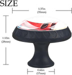 Race Cars with Colorful Racing Track Pattern Kitchen Cabinet Knobs, Decorative Dresser Knobs with Screws Pulls Handles Hardware Drawer Knobs for Home Furniture, 4 Pack