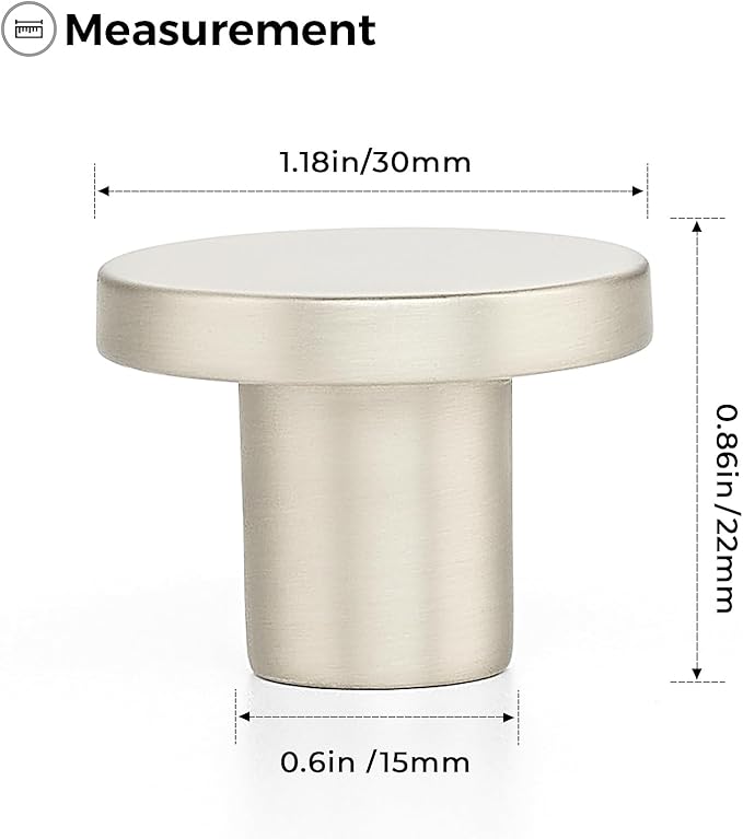 Ravinte 15 Pack Cabinet Knobs Brushed Nickel Kitchen Cabinet Knobs Round Dresser Drawer Pulls Closet Door Pulls 1-1/5 Inch