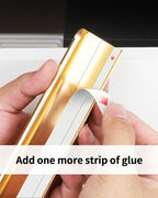 5 Pack 3 inch self Adhesive Cabinet pulls Adhesive Cabinet Handles Gold Stick on Handles for Finger pulls for cabinets Drawer pulls Concealed Seam Flat Edge