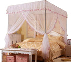Canopy Bed Curtains Queen- 4 Corner Post Canopy for Bed, Bed Canopy for Adults, Bedroom Decor (Queen Size, White)
