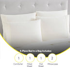 Sweet Home Collection 7 Piece Comforter Set Bag Solid Color All Season Soft Down Alternative Blanket & Luxurious Microfiber Bed Sheets, Ivory, Twin
