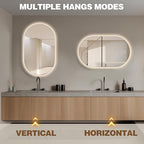 40" x 24" Oval LED Mirror for Bathroom, Backlit Vanity Mirror with Lights, Frameless Smart Wall Mirror, 3 Colors Stepless Dimmable, Anti-Fog, Shatterproof, Memory, CRI95+(Horizontal/Vertical)