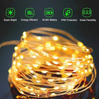 String Lights, Waterproof LED String Lights,2 Pack 20ft 60 LED Festival Decorations Crafting Battery Powered Copper Wire Starry Fairy Lights (Warm White)