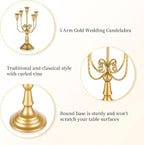 Romadedi Candelabra Gold Candle Holders - 5 Arm 11.8" Wedding Candlestick Holder for Theme Party Table Centrepiece Decor Dining Room Birthday Holiday Christmas