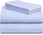 LuxClub 4 PC Sheet Set Bed Sheets Deep Pockets 16" Eco Friendly Wrinkle Free Cooling Machine Washable Hotel Bedding Silky Soft - Sky Blue California King