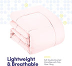 Sweet Home Collection 7 Piece Comforter Set Bag Solid Color All Season Soft Down Alternative Blanket & Luxurious Microfiber Bed Sheets, Pale Pink, Twin XL (Pack of 4)