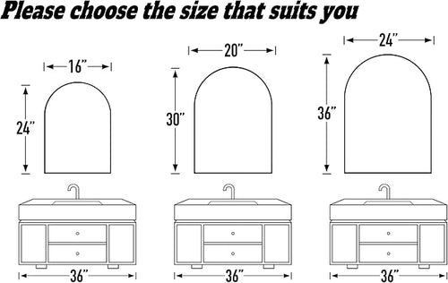 24x16 Arch Mirror Rectangle Wall Mounted Metal Frame Mirrors for Entryway Bedroom Bathroom Living Room 24 16 inch Gold