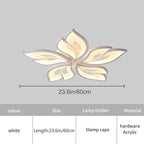 Garwarm Modern Ceiling Light,23.6” Dimmable LED Chandelier Flush Mount Ceiling Lights,Remote Control Acrylic Leaf White Lamp Fixture for Living Room Dining Room Bedroom 60W
