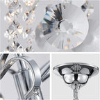 WUZUPS Crystal Chandelier 5-Light Pendant Ceiling Light Modern Lighting Fixture for Bedroom Hallway Bar Kitchen Bathroom, H 22.6'' x W 19.2'', E12 Base, Chrome