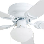 Prominence Home Alvina Traditional 42 Inch Ceiling Fan with Light, LED Flush Mount Ceiling Fan, Indoor Fan with 5 Blades, White and Gray Oak Blade Finish Options, White (80092-01)