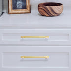10 Pack 6-1/4" Hole Center(160mm) Brushed Brass Cabinet Handles and Pulls - Gold Drawer Handles for Kitchen and Dresser