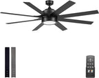 Honeywell Ceiling Fans Xerxes, 62 Inch Modern Indoor Ceiling Fan with Lights and Remote Control, Color Changing LED, 8 Dual Finish Blades, Reversible Motor - 51904-01 (Black)