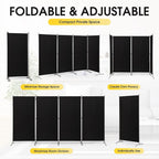 RANTILA 4 Panel Room Divider, 6 Ft Tall Folding Privacy Screen Room Dividers, Freestanding Room Partition Wall Dividers, 136''W x 20''D x 71''H, Black