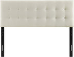 Modway Emily Tufted Button Linen Fabric Upholstered King Headboard in Ivory