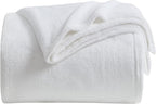 KMUSET Fleece Blanket Twin Size White Lightweight Throw Blanket Super Soft Cozy Microfiber Blanket 60x80 Inches