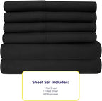 Queen Sheets Black - 6 Piece 1500 Supreme Deluxe Collection Deep Pocket Ultra Soft Queen Sheet Set Bedding - 2 Extra Pillow Cases, Great Value, Queen, Black