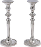 Hosley Set of 2 Silver Finish Taper Candle Holder 8" High. Ideal Gift and Use for Weddings, Party, Spa or Aromatherapy W1