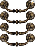 4PCS Retro Dresser Drawer Drop Bail Pulls Handles Classic Metal Swing Handles Hole Centers for Kitchen Bedroom Decoration (Brass)