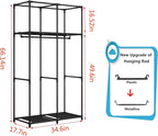 SORCEDAS Portable Wardrobe Closet Storage Organizer Metal Hanging Rack Non-Woven Fabric 34 Inch Black