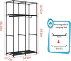 SORCEDAS Portable Wardrobe Closet Storage Organizer Metal Hanging Rack Non-Woven Fabric 34 Inch Coffee (34 Inch, Coffee)