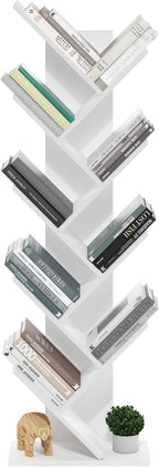 Furinno Tree Bookshelf 9-Tier Floor Standing Tree Bookcase, White