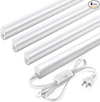 Pak 4FT LED Shop Lights, 2300LM 6500K Cool White, 20W Energy Efficient Linkable Ceiling and Under Cabinet Lighting, T5 Integrated Utility Fixture for Garage, Workshop, Basement, FCC Certified, 4 Pack