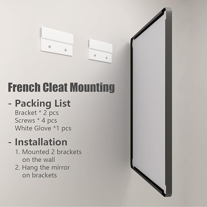 36x36 Square Black Bathroom Mirror, Matte Framed Bathroom Vanity Mirror for Wall, Modern Rectangle Mirror, Rounded Corners, Tempered Glass