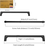 Amerdeco 10 Pack Matte Black Cabinet Pulls 7.5 Inch(192MM) Hole Centers Kitchen Cabinet Handles Hardware Kitchen Handles for Cabinets Cupboard Handles Drawer Pulls ZH0041