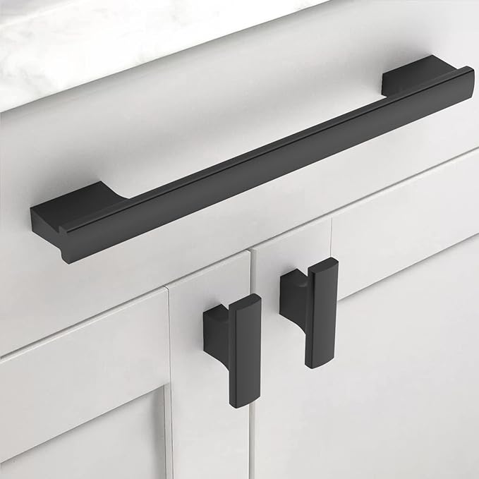 Asidrama 10 Pack 6.3 Inch(160mm) Matte Black Kitchen Cabinet Handles, Cabinet Pulls Kitchen Cabinet Hardware for Cupboard Drawer Pulls