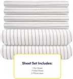 Twin Size Bed Sheets - 4 Piece 1500 Supreme Collection Fine Brushed Microfiber Deep Pocket Twin Sheet Set Bedding - 1 EXTRA PILLOW CASES, GREAT VALUE, Twin, Pinstripe White
