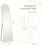 DUMOS Arched Wall-Mounted Full Length Mirror 60"x16" for Bedroom, Full Body Floor Mirror with Stand, Hanging or Leaning for Wall, Gold