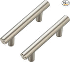 JOY DECOR 10 Pack Cabinet Handles, Brushed Nickel Cabinet Pulls, 2-1/2 in Hole Center Kitchen Cabinet Handles, Stainless Steel T Bar Handles for Dresser Drawers