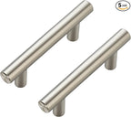JOY DECOR 5 Pack Cabinet Handles, Brushed Nickel Cabinet Pulls, 2-1/2 in Hole Center Kitchen Cabinet Handles, Stainless Steel T Bar Handles for Dresser Drawers