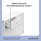 Storkcraft Crescent 6-Drawer Dresser (White) – GREENGUARD Gold Certified, White Dresser for Bedroom, Kids & Nursery Storage Chest, Safety Interlocking Drawers, Pre-Installed Tracks, Kids Chest