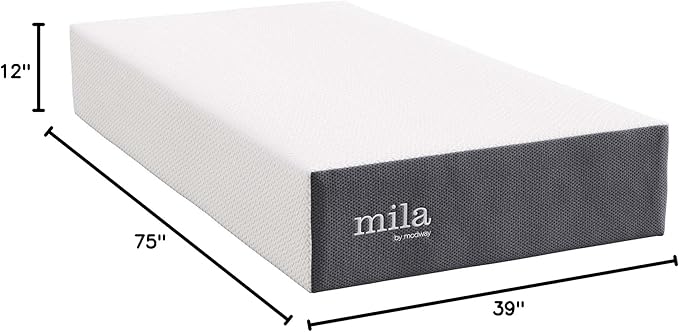 Modway MOD-7102-WHI Mila 12" Twin Mattress, White