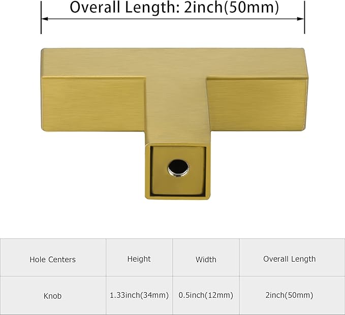 LONTAN 20 Pack Dresser Knobs Brushed Brass Kitchen Cabinet knobs Square Gold Cabinet Door Hardware for Bathroom Closet Cupboard