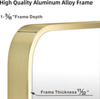 22"x30" Matte Gold Mirror for Wall, Brushed Metal Framed Rounded Corner Rectangular Mirror for Bathroom Vanity,Entryway,Living Room,Bedroom,Vertical or Horizontal