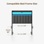 Rolanstar Headboard for Twin Size Bed with Storage, 60,000 DIY Color of LED Light, Head Board with USB & Type C Port, Height Adjustable, Black Upholstered Cabeceras de Cama Comfortable Modern, Linen